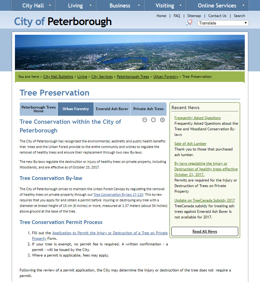 City of Peterborough Tree Preservation Bylaw